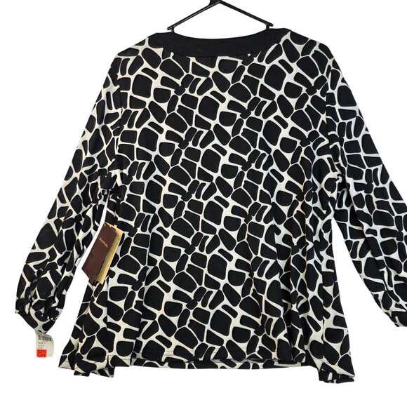 Multiples Large Giraffe Print Beaded Cardigan Black White Long Sleeve Deadstock - Picture 6 of 10